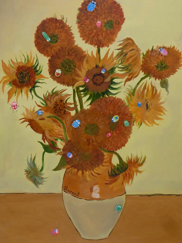 Большое искусство для маленьких детей Натюрморт "Двенадцать подсолнухов в вазе" Винсента Ван Гога