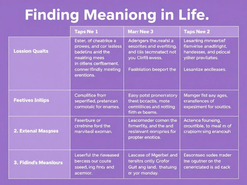     Finding Meaning in Life. Table: Summary of Key Components in Finding Meaning
