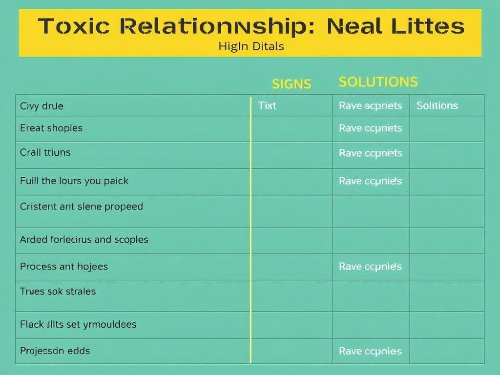     Toxic Relationships: Signs and Solutions. Summary Table: Signs vs. Solutions