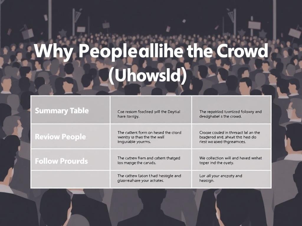     Why People Follow the Crowd (Conformity). Summary Table: Reasons People Follow the Crowd